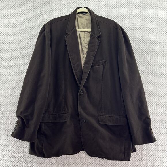 VTG Y2K Old Navy Jacket Men XXL Brown Canvas Lined Coat 2 Button Pockets - Picture 1 of 14